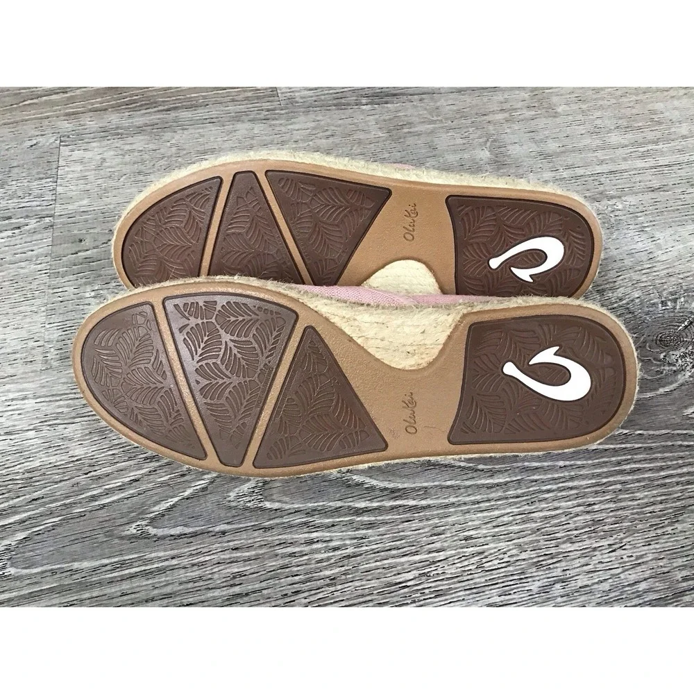 Olukai Kaula Pa'a Kapa Women's Size 7 Slip On Espadrille Flats Shoes Pink Casual